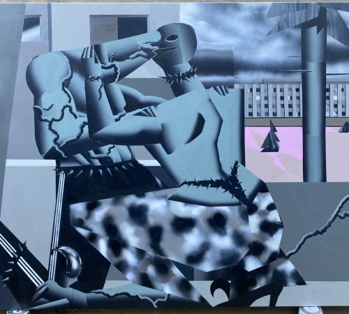 Jan-Batorek_06_2023-Piatkovy-milenci-Friday-lovers-140x180-acrylic-and-spray-on-canvas